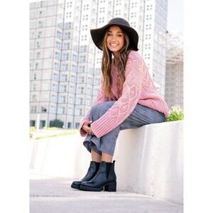 Mia Black Combat Ankle Boots Chunky Size 10 Lug Sole Leather Grunge Biker NEW